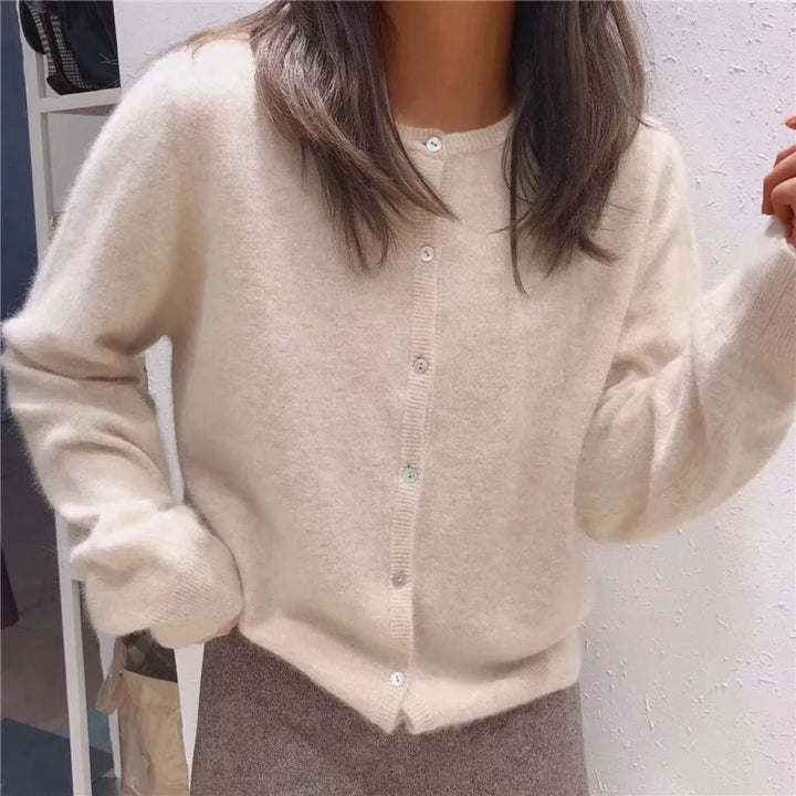 Comfortable Knitted Cardigan with Buttons - Isla-Apricot-One size-Nora Luxe