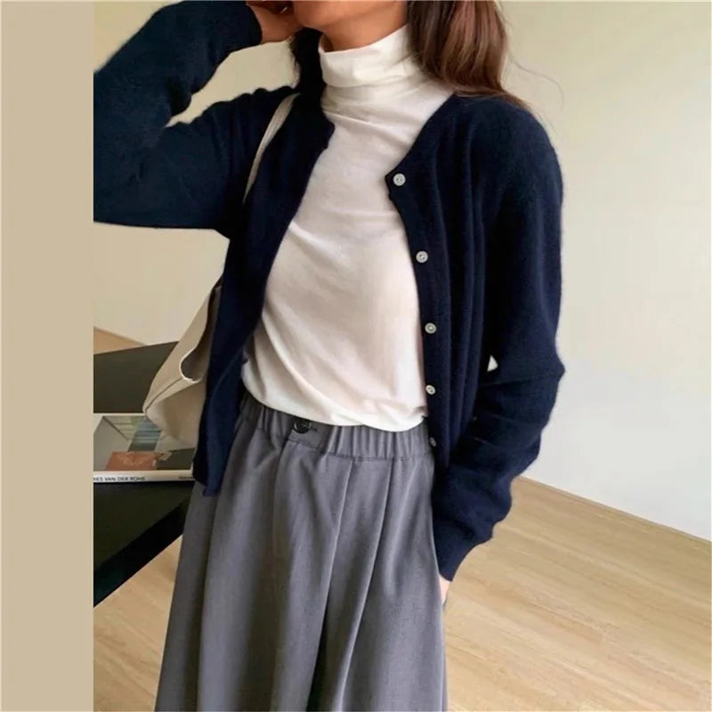 Comfortable Knitted Cardigan with Buttons - Isla-Marine-One size-Nora Luxe