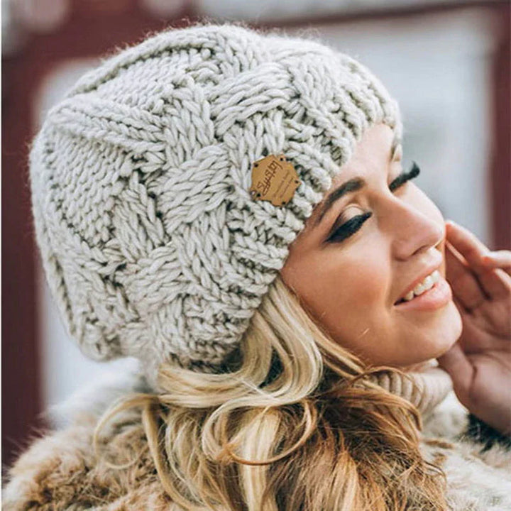 Comfortable Knitted Hat - Elena-Beige-Nora Luxe
