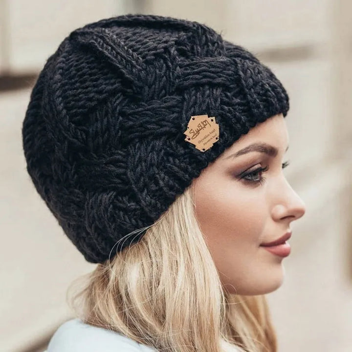 Comfortable Knitted Hat - Elena-Black-Nora Luxe
