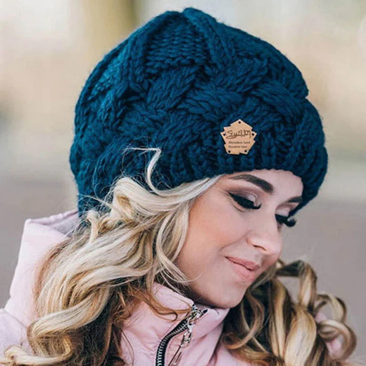 Comfortable Knitted Hat - Elena-Blue-Nora Luxe