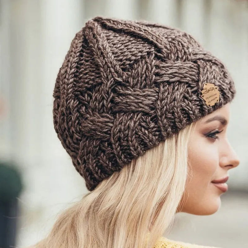 Comfortable Knitted Hat - Elena-Coffee-Nora Luxe