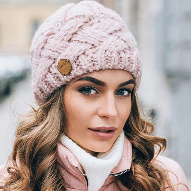 Comfortable Knitted Hat - Elena-Pink-Nora Luxe