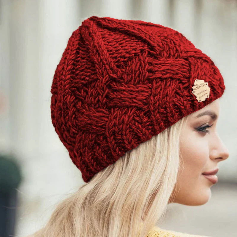Comfortable Knitted Hat - Elena-Red-Nora Luxe