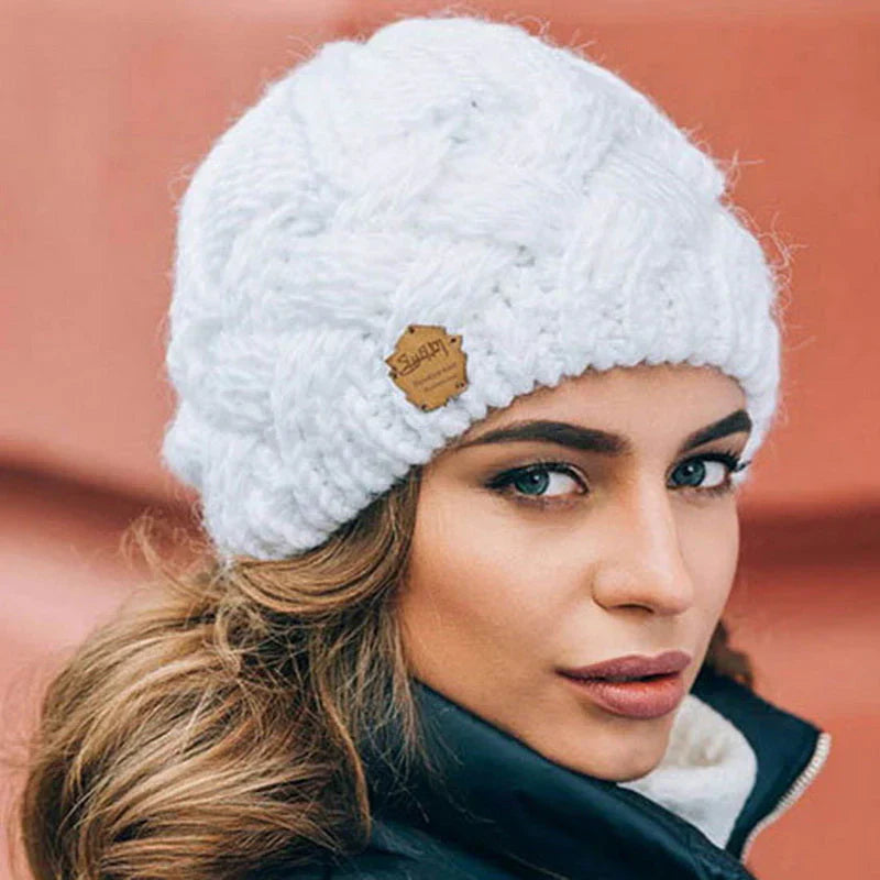 Comfortable Knitted Hat - Elena-White-Nora Luxe
