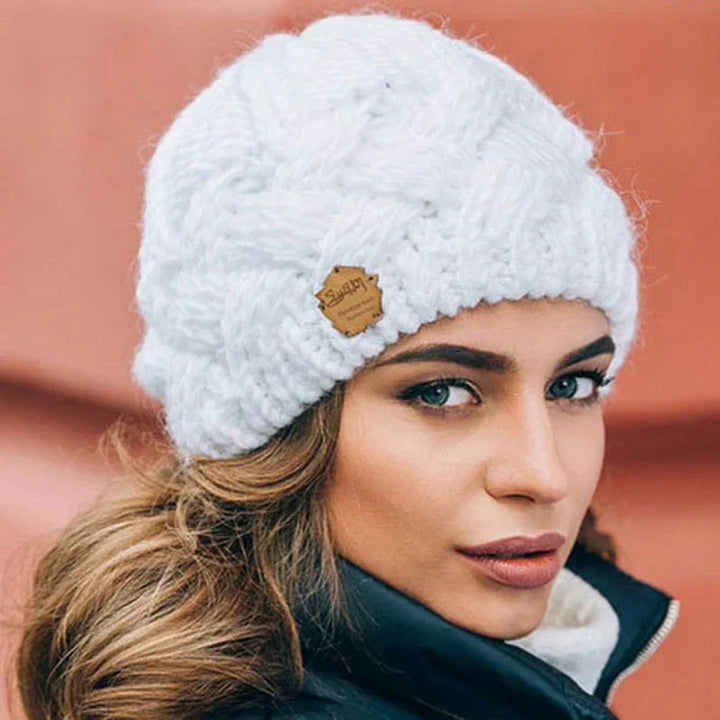 Comfortable Knitted Hat - Elena-White-Nora Luxe