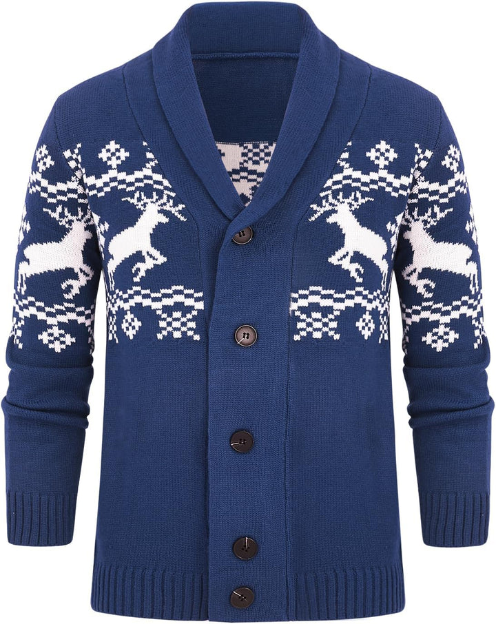 Comfortable Knitted Men's Cardigan - Lucas-Blue-M-Nora Luxe