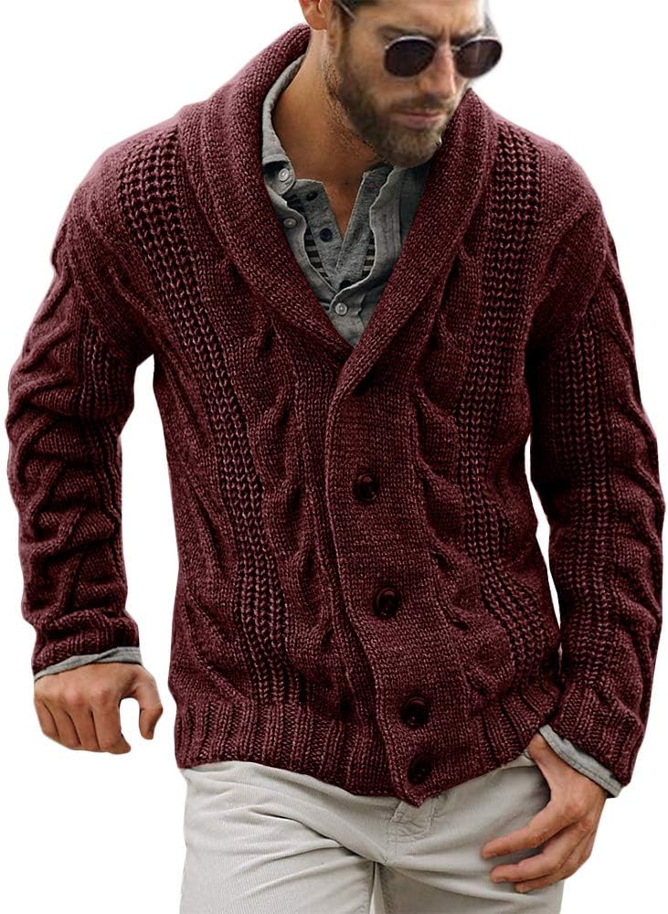 Comfortable Knitted Men's Cardigan - Lucas-Bordeaux Red-M-Nora Luxe
