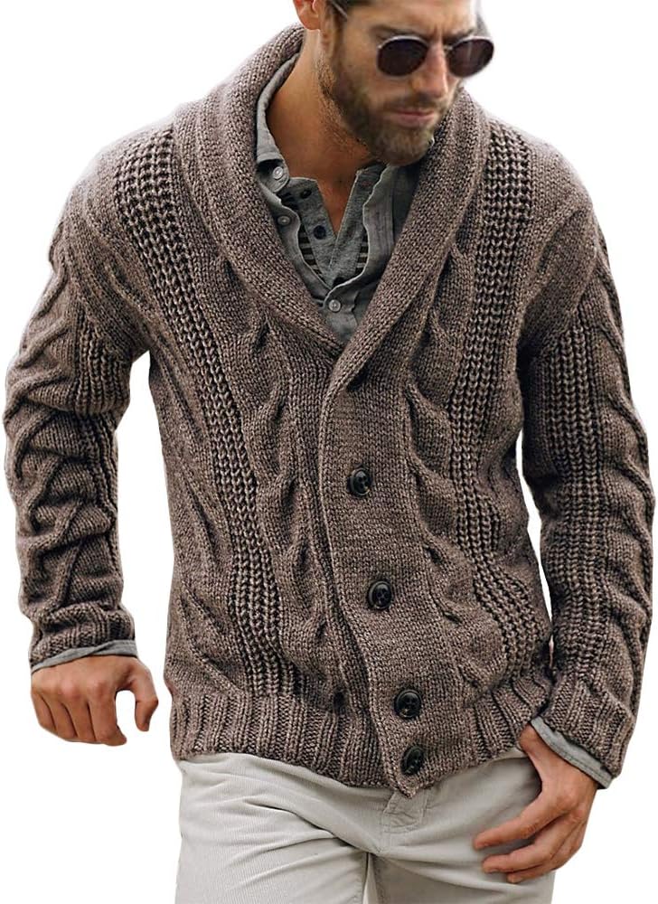 Comfortable Knitted Men's Cardigan - Lucas-Brown-M-Nora Luxe