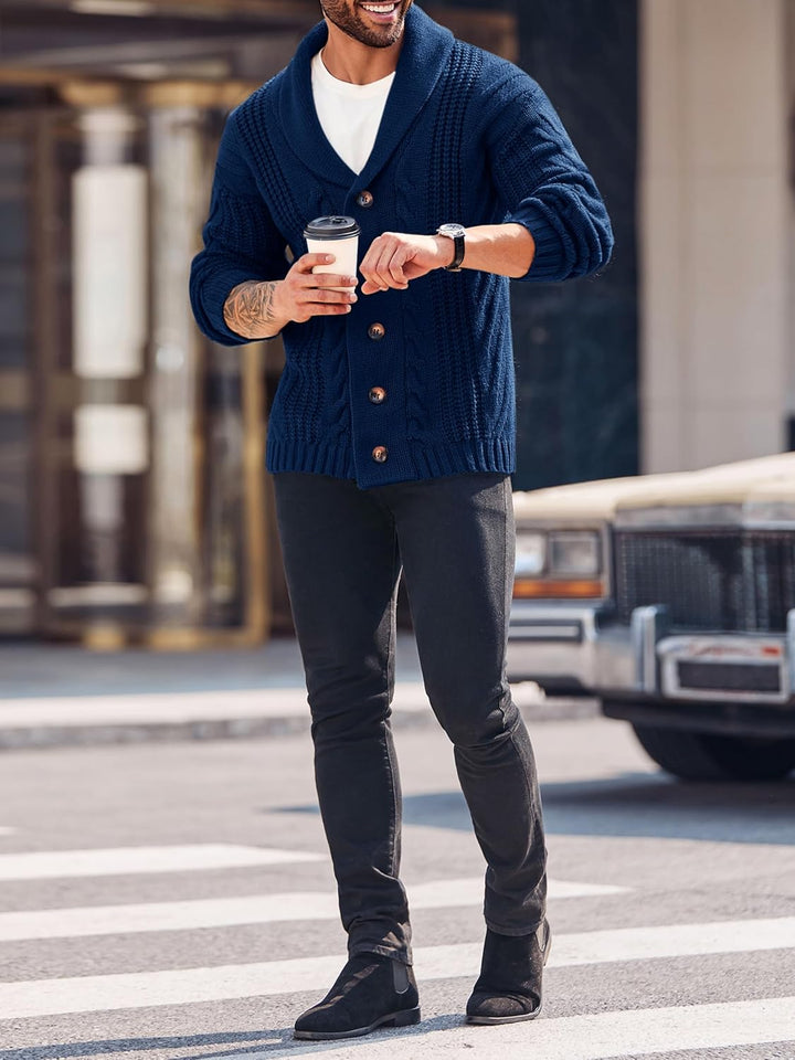 Comfortable Knitted Men's Cardigan - Lucas-Green-M-Nora Luxe