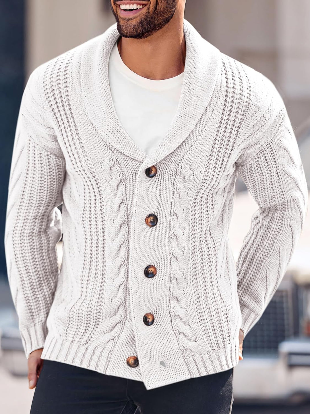Comfortable Knitted Men's Cardigan - Lucas-Green-M-Nora Luxe