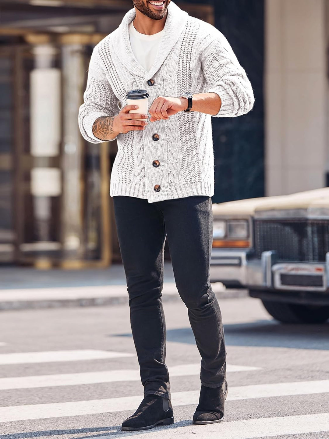 Comfortable Knitted Men's Cardigan - Lucas-Green-M-Nora Luxe