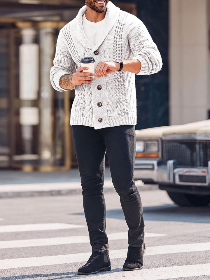 Comfortable Knitted Men's Cardigan - Lucas-Green-M-Nora Luxe