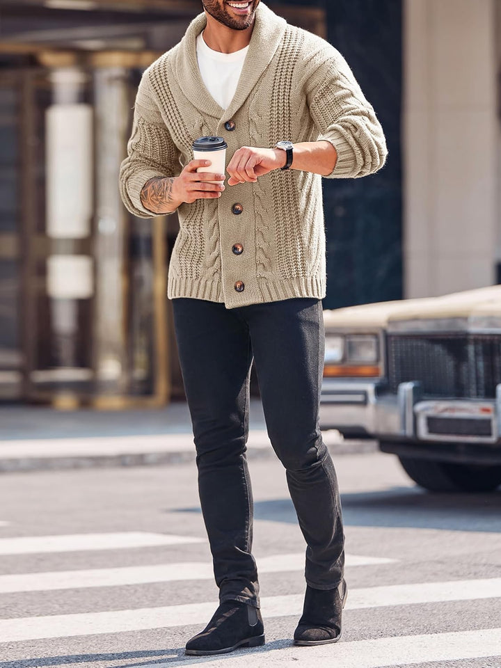 Comfortable Knitted Men's Cardigan - Lucas-Green-M-Nora Luxe