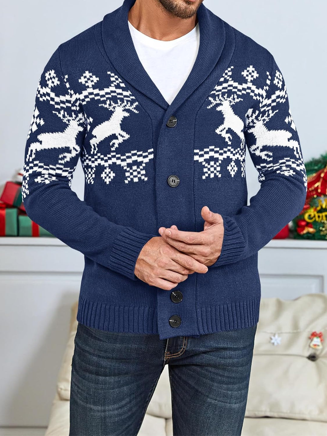 Comfortable Knitted Men's Cardigan - Lucas-Green-M-Nora Luxe