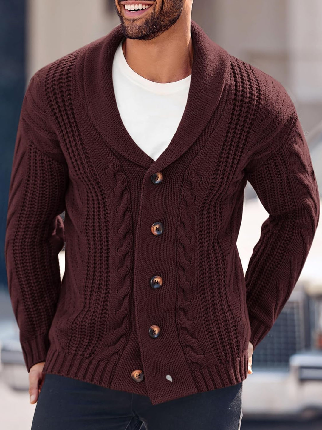 Comfortable Knitted Men's Cardigan - Lucas-Green-M-Nora Luxe
