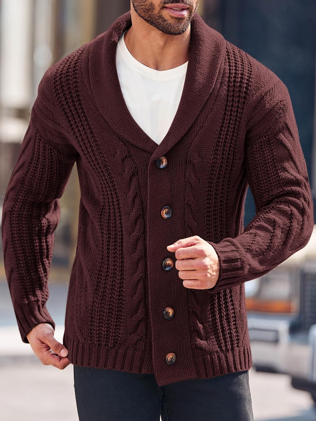 Comfortable Knitted Men's Cardigan - Lucas-Green-M-Nora Luxe