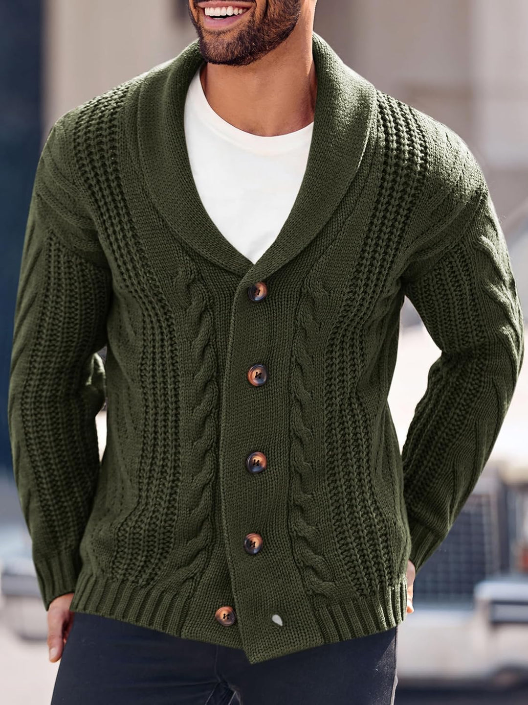 Comfortable Knitted Men's Cardigan - Lucas-Green-M-Nora Luxe