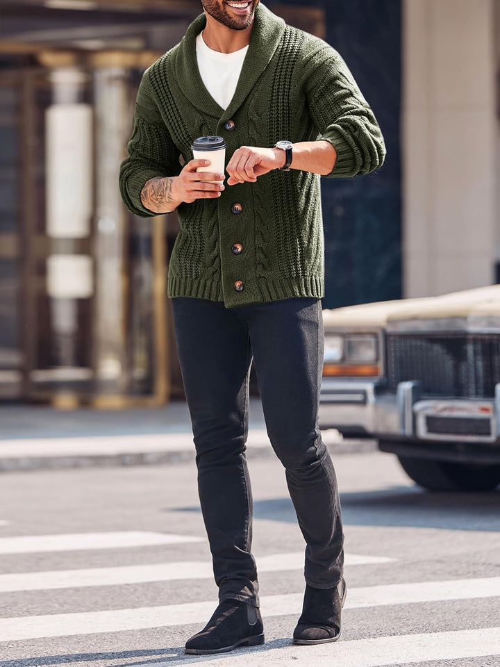 Comfortable Knitted Men's Cardigan - Lucas-Green-M-Nora Luxe