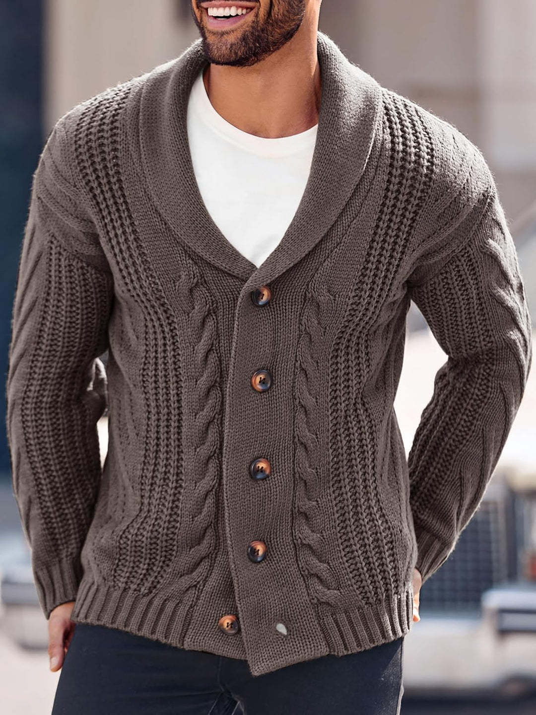 Comfortable Knitted Men's Cardigan - Lucas-Green-M-Nora Luxe