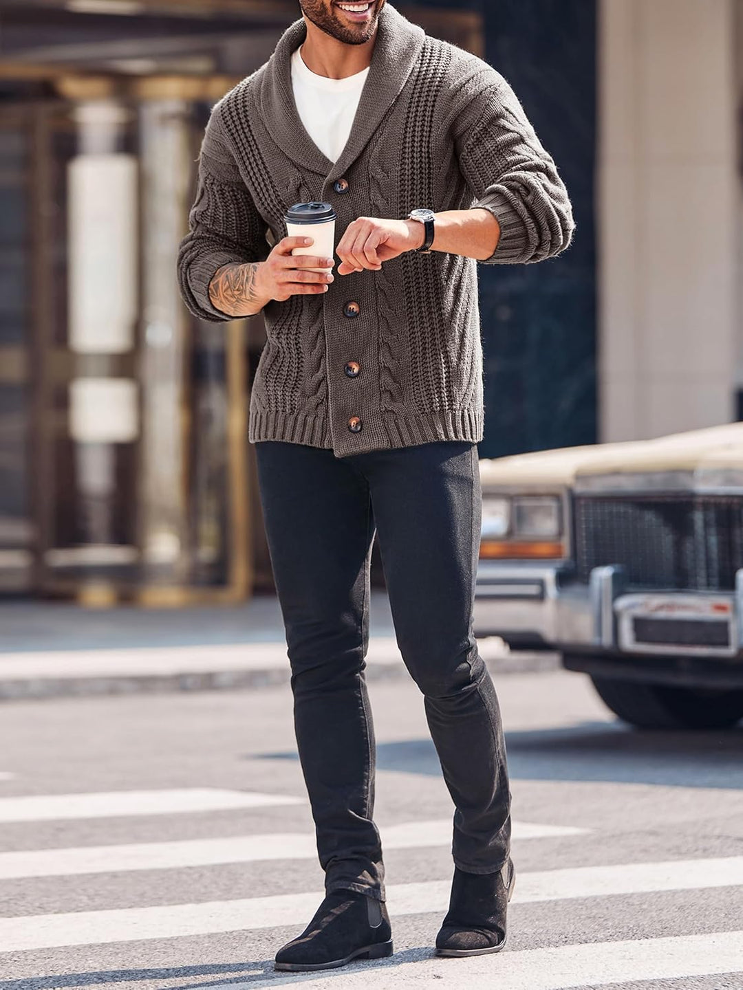 Comfortable Knitted Men's Cardigan - Lucas-Green-M-Nora Luxe