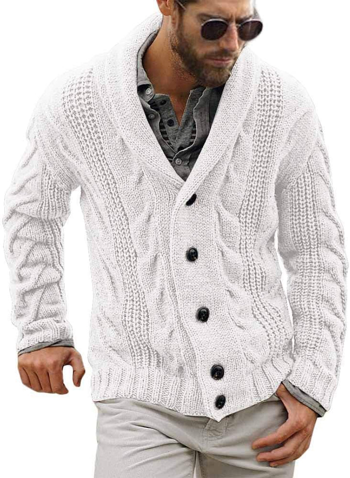 Comfortable Knitted Men's Cardigan - Lucas-White-M-Nora Luxe
