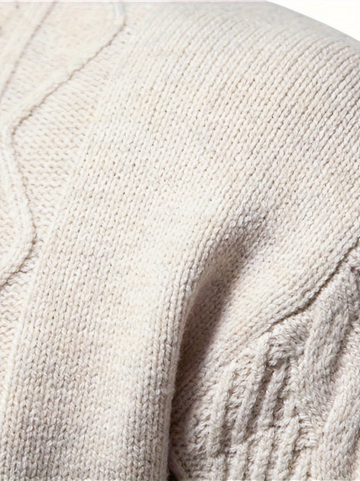 Comfortable Knitted Sweater for Men - Felix-Khaki-XS-Nora Luxe