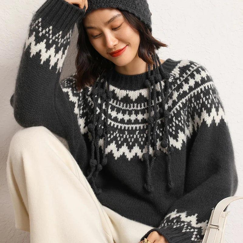 Comfortable Knitted Sweater for Women - Chloe-Dark Gray-S-Nora Luxe