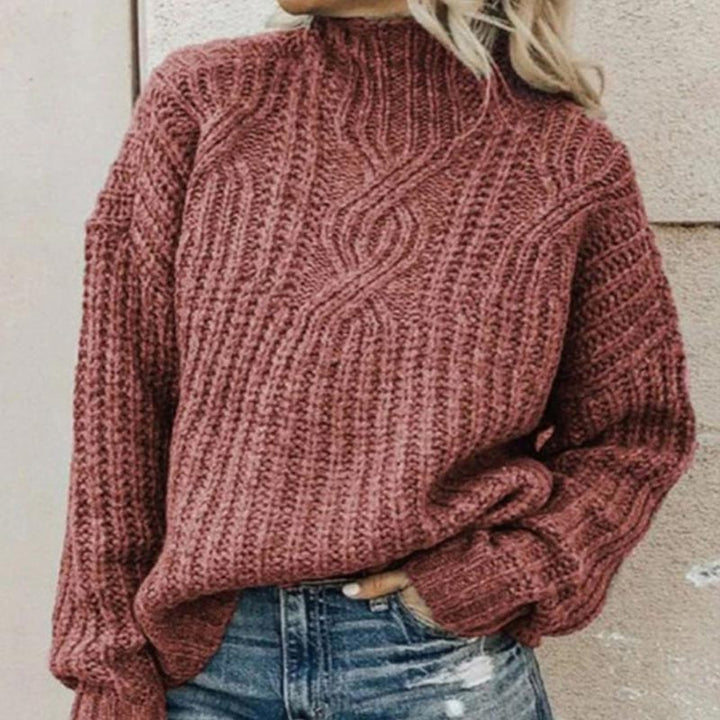 Comfortable Knitted Sweater with Roll Neck - Elise-Pink-XS-Nora Luxe
