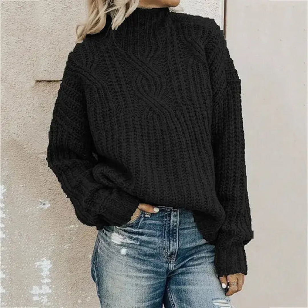 Comfortable Knitted Women's Sweater - Lily-Black-One Size-Nora Luxe