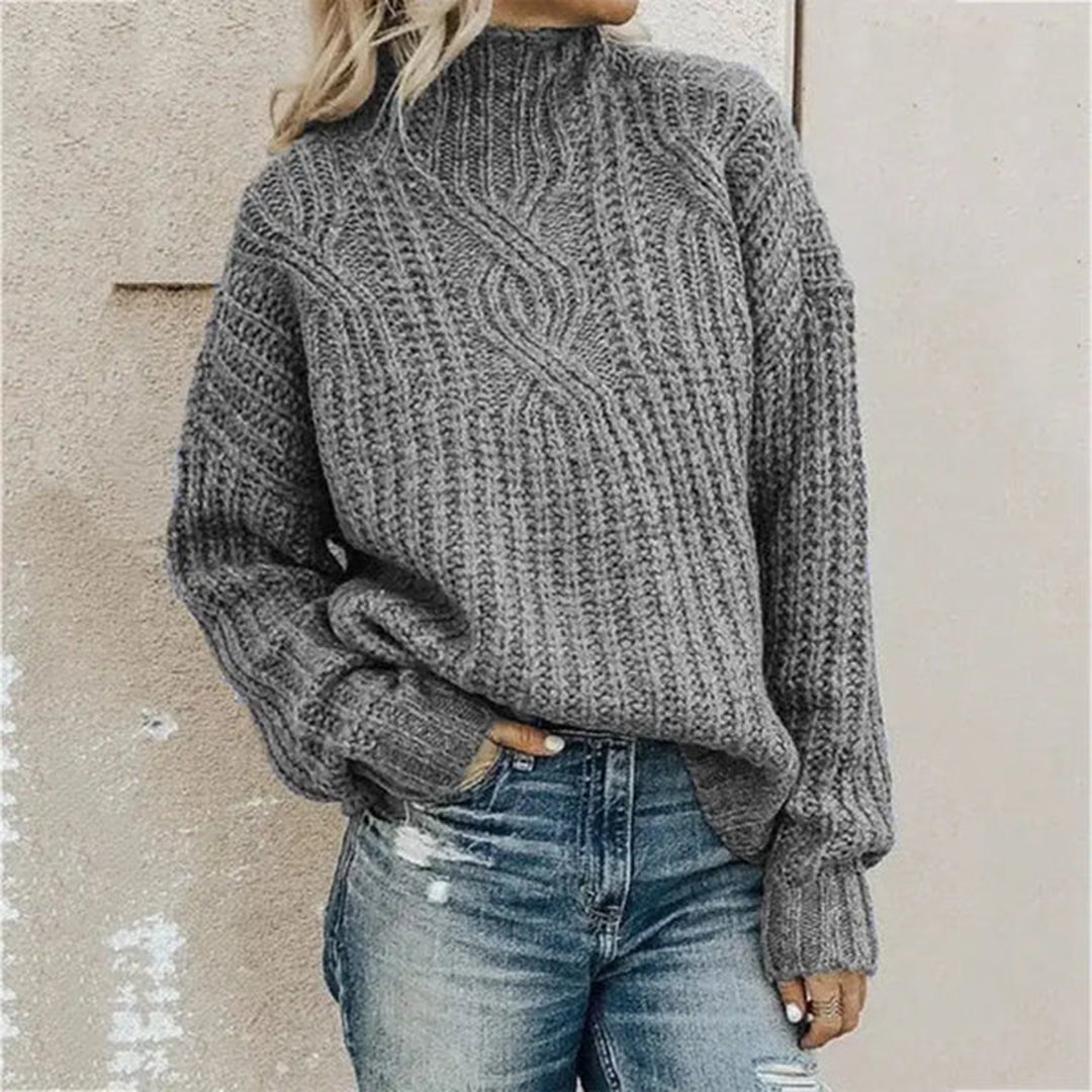 Comfortable Knitted Women's Sweater - Lily-Gray-One Size-Nora Luxe