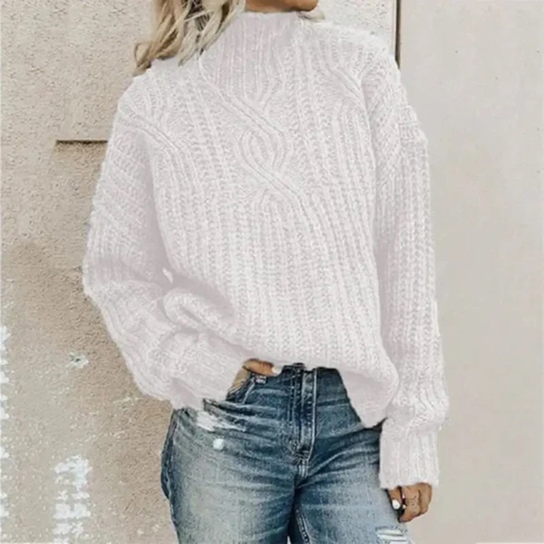 Comfortable Knitted Women's Sweater - Lily-White-One Size-Nora Luxe
