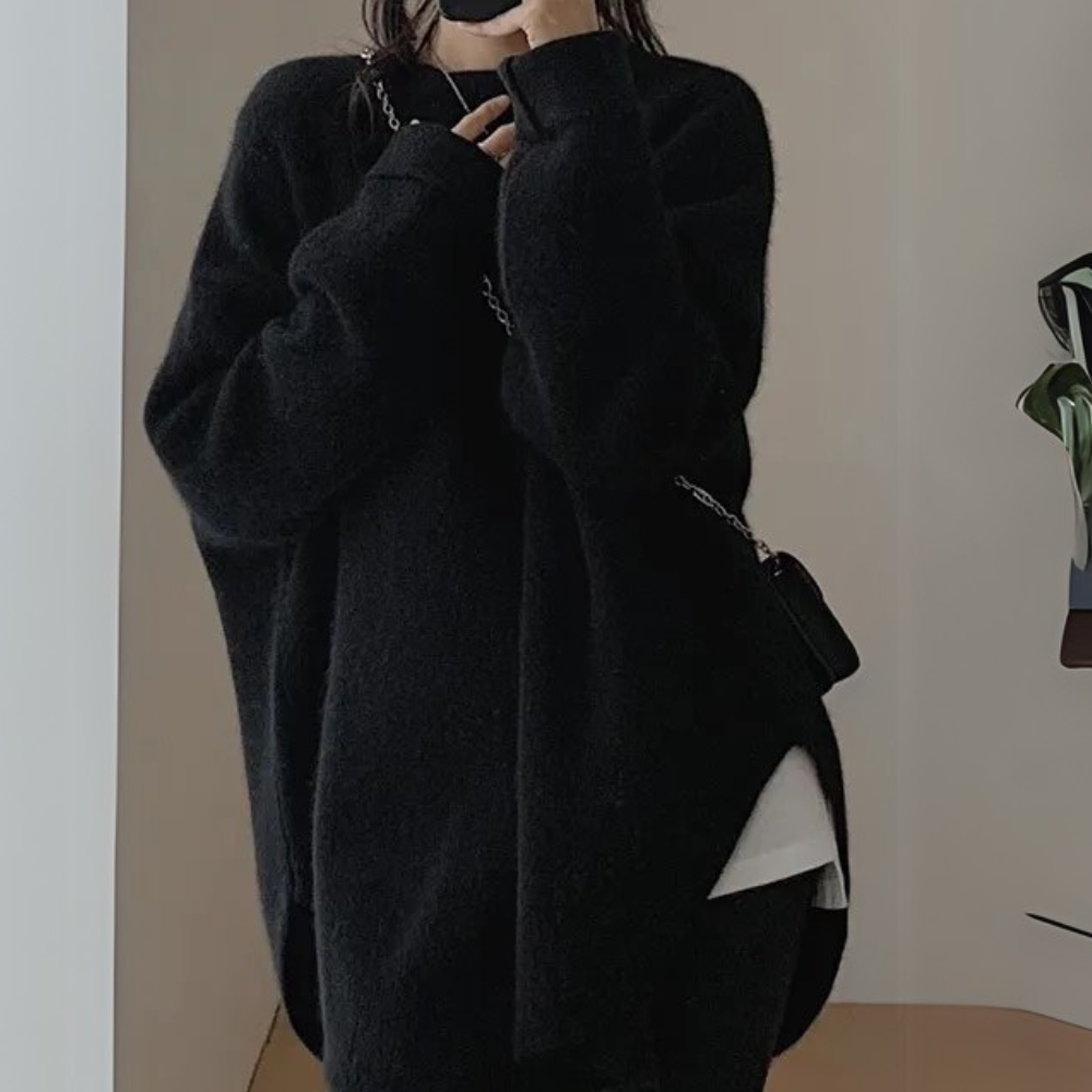 Comfortable Knitted Women's Sweater - Noor-Black-Nora Luxe