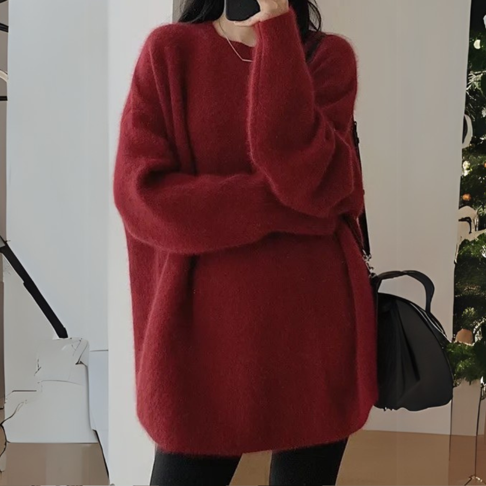 Comfortable Knitted Women's Sweater - Noor-Red-Nora Luxe