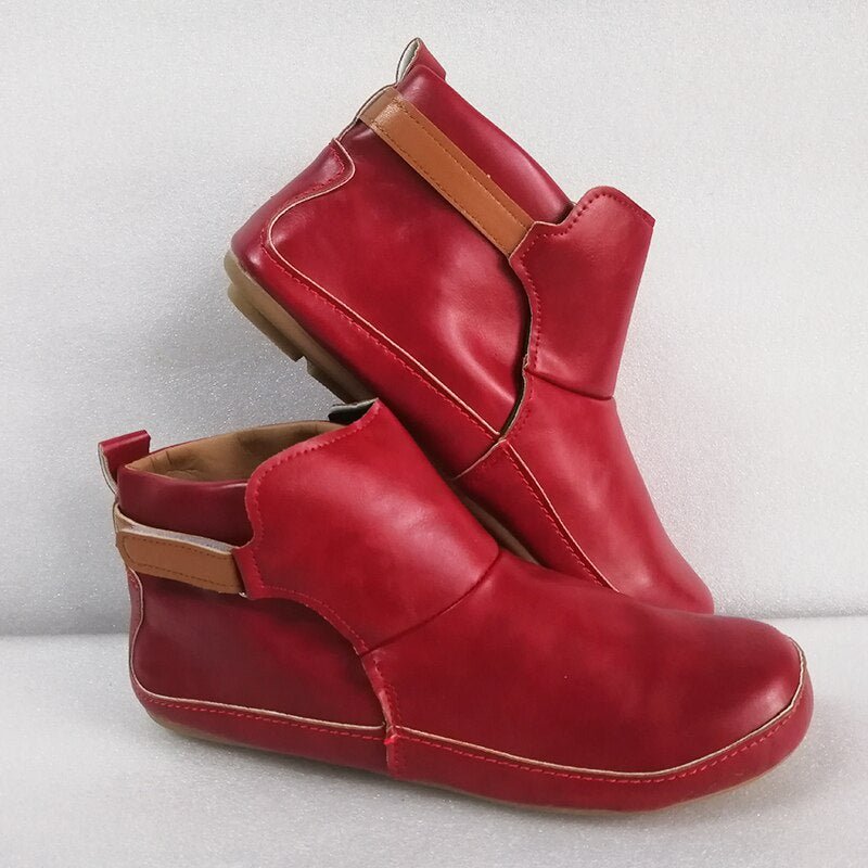 Comfortable Ladies Ankle Boots - ErgoFit-Red-3.5-Nora Luxe