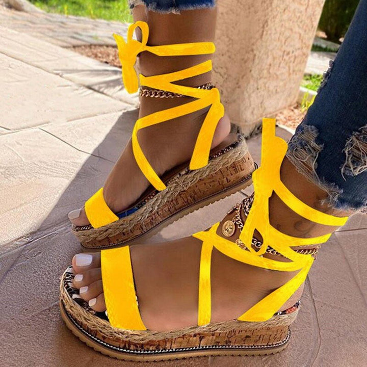 Comfortable ladies' comfort sandals with footbed & modern design - Amaya-Yellow-3-Nora Luxe