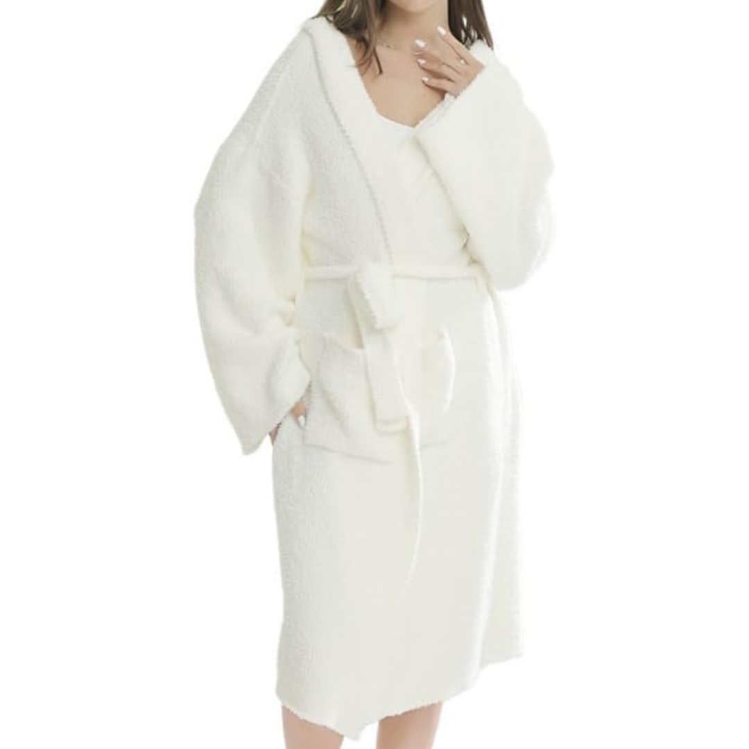Comfortable Ladies Spa Bathrobe - Victoria-White - Hoodie-Nora Luxe