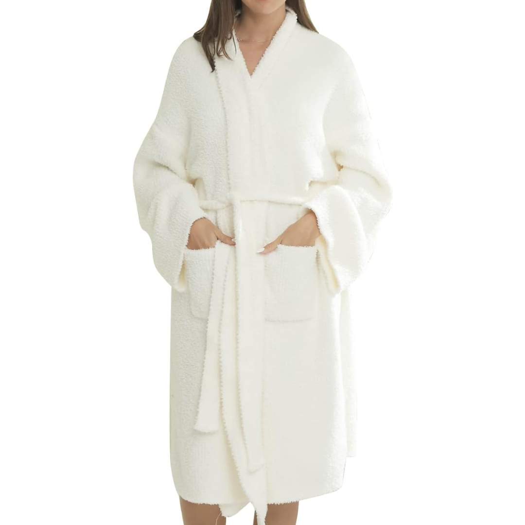 Comfortable Ladies Spa Bathrobe - Victoria-White-Nora Luxe