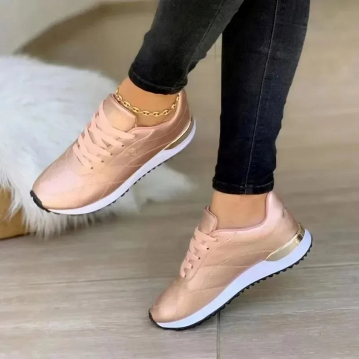 Comfortable Leather Women's Sneakers - Celia-Rose Gold-4.0-Nora Luxe