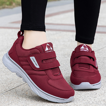 Comfortable Loop Shoes with Velcro - EasyStride-Red-3.5-Nora Luxe