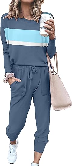 Comfortable Lounge Set - Emma-Blue Striped-S-Nora Luxe