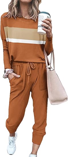 Comfortable Lounge Set - Emma-Brown Striped-S-Nora Luxe