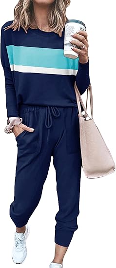 Comfortable Lounge Set - Emma-Dark Blue Striped-S-Nora Luxe