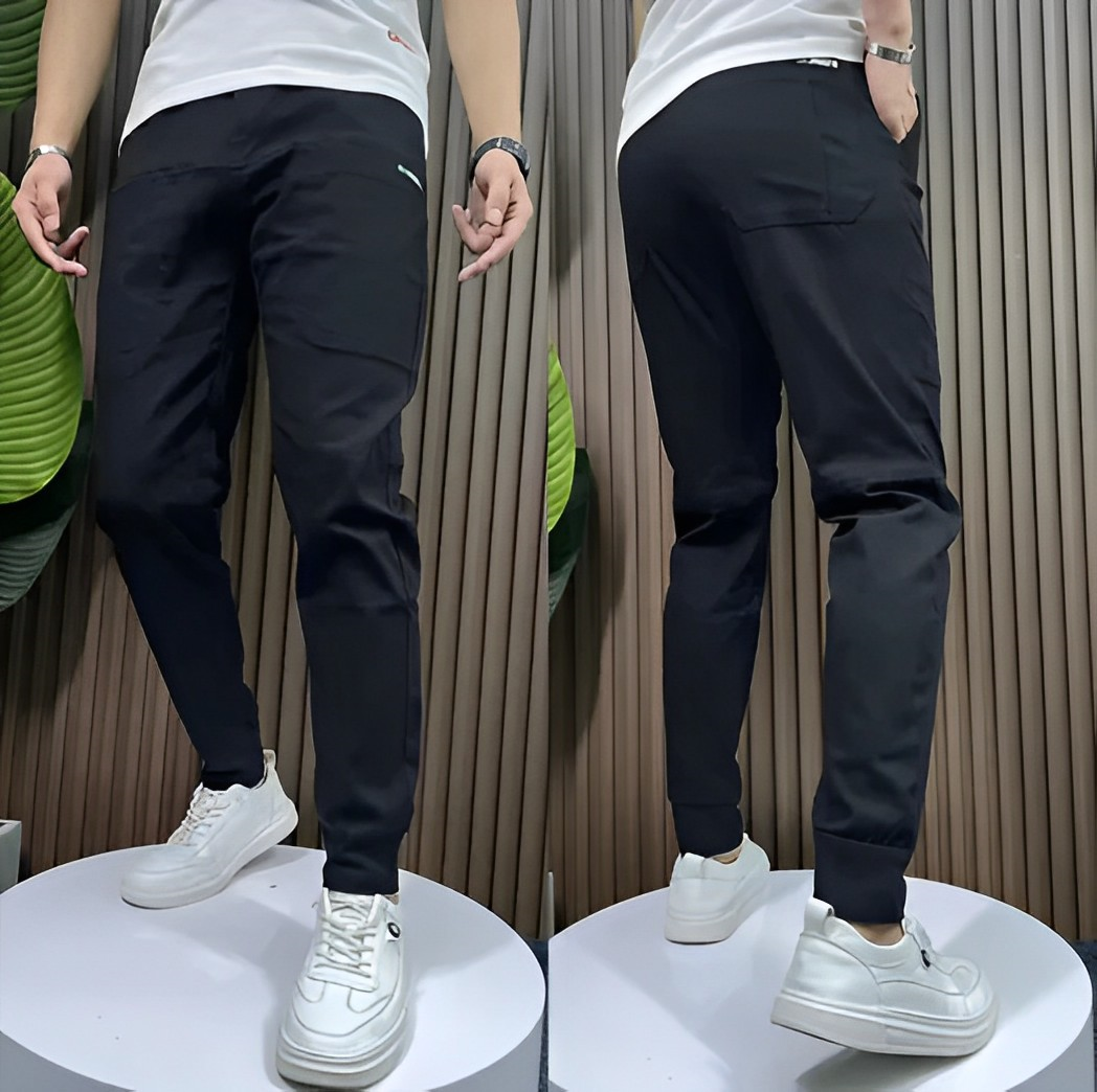 Comfortable Men's Cargo Trousers - ActiveFlex-Black-29-Nora Luxe