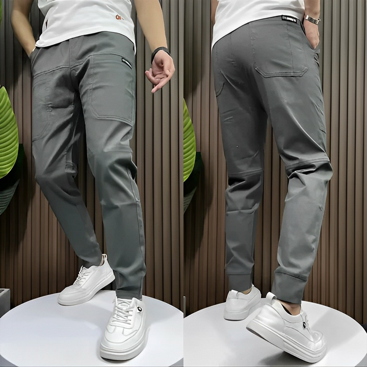 Comfortable Men's Cargo Trousers - ActiveFlex-Dark Gray-29-Nora Luxe