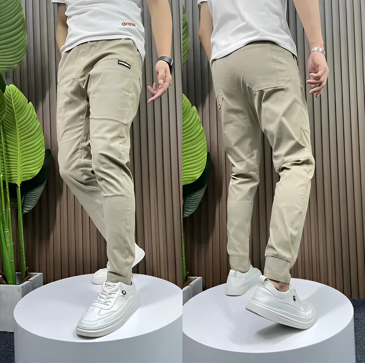 Comfortable Men's Cargo Trousers - ActiveFlex-Khaki-29-Nora Luxe