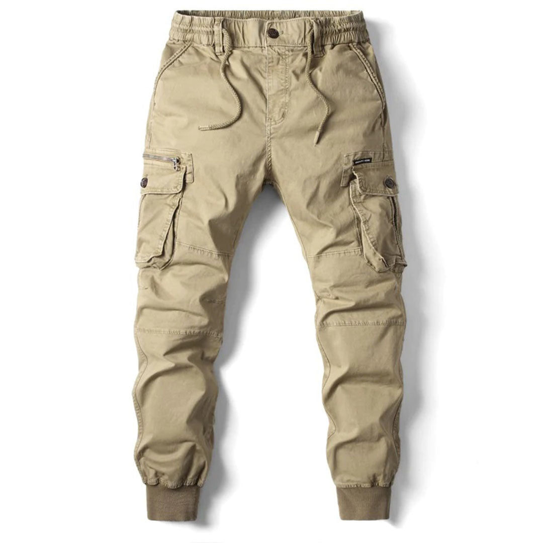 Comfortable Men's Cargo Trousers - Hunter-Beige-29-Nora Luxe