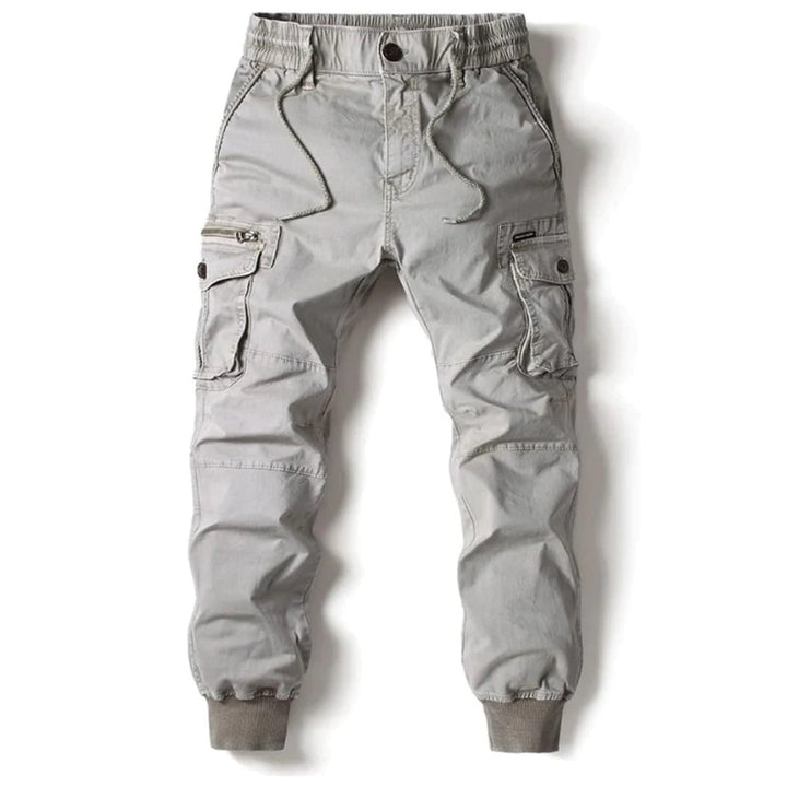 Comfortable Men's Cargo Trousers - Hunter-Light Gray-29-Nora Luxe