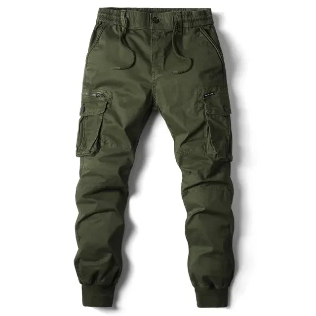 Comfortable Men's Cargo Trousers - Noah-Army Green-29-Nora Luxe