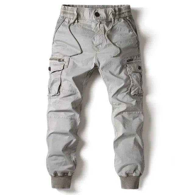 Comfortable Men's Cargo Trousers - Noah-Light Gray-29-Nora Luxe